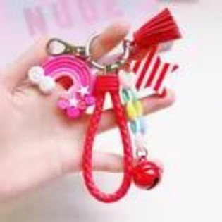 Bell Bag Accessories Braided Rope Key Ring Rainbow Keychain Key Chain Pendant